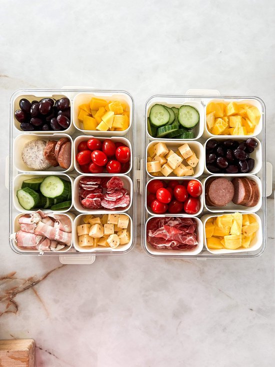 Snack Box - Handige doos met 8 vakken voor snacks onderweg, op het