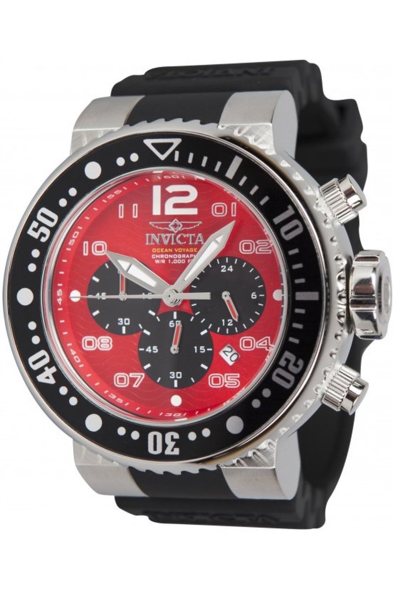 Invicta Pro Diver 26734 Heren Horloge - Waterdicht - Analoog - Quartz Uurwerk - Roestvrij Staal met rode Wijzerplaat - 52mm