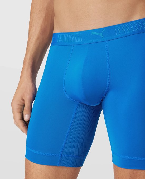Blauwe Puma boxershort voor heren met donkerblauwe Puma-band.