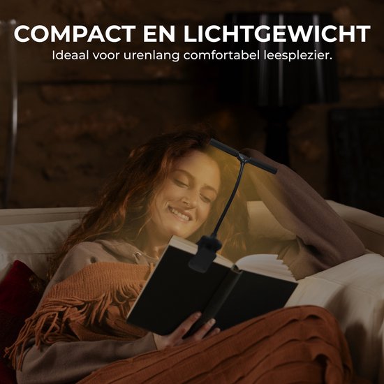 Regal Tech® Oplaadbare Leeslamp - Klemlamp - Draadloze Leeslamp - 3 Verschillende Lichtstanden - Dimbaar - USB-C - Zwart van Regal Tech® — afbeelding 4