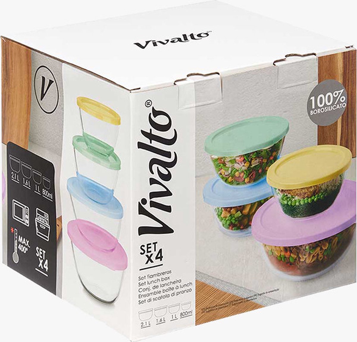 SET 4 BOROS LUNCH BOXES 2,1L-1,6L-1L-800ML