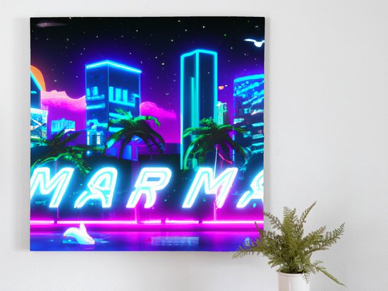 Neon miami at night | Neon Miami at night | Kunst - 20x20 centimeter op Dibond | Foto op Dibond