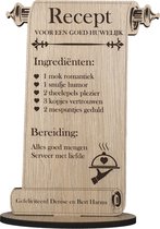 Recept huwelijk - gepersonaliseerde houten wenskaart - kaart van hout - trouwkaart - luxe uitvoering met eigen namen