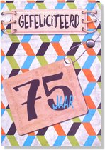 Hoera 75 Jaar! Luxe verjaardagskaart - 12x17cm - Gevouwen Wenskaart inclusief envelop - Leeftijdkaart