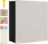 Zelfklevend fotoalbum magnetisch - 40 zwarte pagina's - linnen vintage schrootboek - geheugenboek verjaardagscadeaus huwelijkscadeaus (beige)