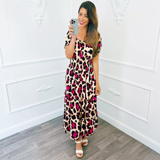 Vero Moda Midi Jurk Panterprint Animal Print Maxi Jurk Zomerjurk