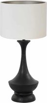 Light & Living Tafellamp Nicolo/Velours - Zwart/Off white - Ø40x90cm -