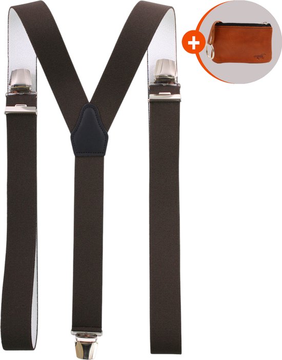 Safekeepers bretels heren - Bretels - bretels heren volwassenen - bretellen voor mannen - bretels heren met brede clip - bruin