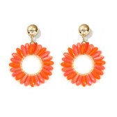 Sunny Beads Oorbellen - Oranje | 5,5 x 4 cm | Bijoux / Kraaltjes | Fashion Favorite