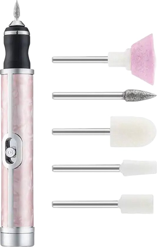 Foto: Luxevo elektrische nagelvijl manicure en pedicure set 4 opzetstukken usb c oplaadbaar nagelfrees roze