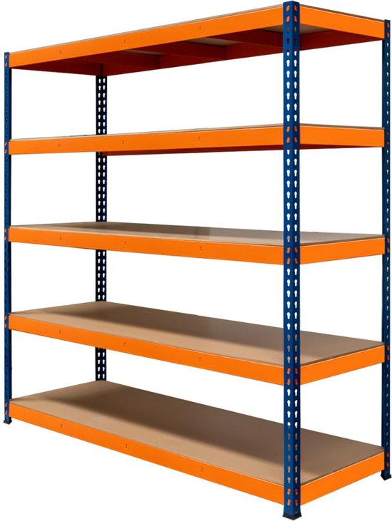 Monster Racking - S-Rax Racking Unit – 5 Planken - Stellingeenheid - 180cm x 180cm x 60cm, 300kg Draagkracht