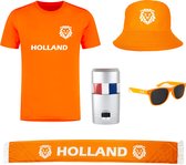 Nederlands Elftal Classic voetbalshirt met sjaal, bucket hat, zonnebril en schminkstift - EK 2024 - Oranje shirt - Oranje sjaal - Voetbalshirts volwassenen - Sportshirt - Maat XL