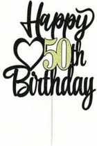 taart topper - verjaardag - 80 jaar - Happy Birthday - decoratie - versiering - Goud - Zwart