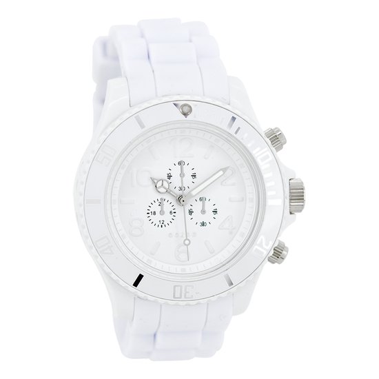 OOZOO Timepieces - Witte horloge met witte rubber band - C4832