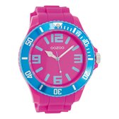OOZOO Timepieces - Roze horloge met roze rubber band - C5822
