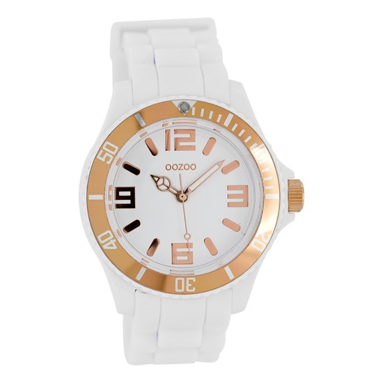 OOZOO Timepieces - Witte horloge met witte rubber band - C4171