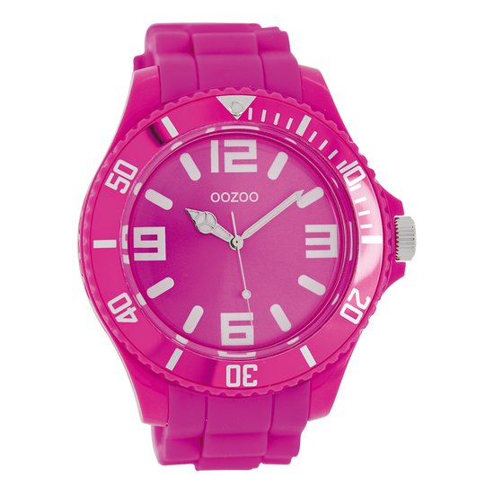 OOZOO Timepieces - Roze horloge met roze rubber band - C4166