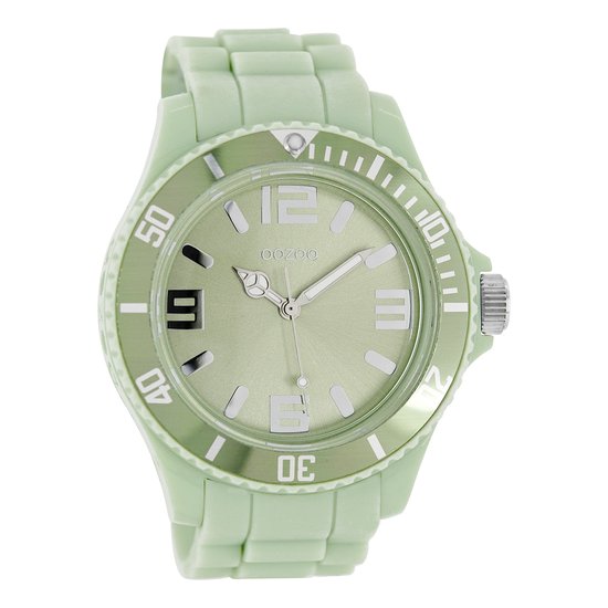 OOZOO Timepieces - Jade groene horloge met jade groene rubber band - C4343