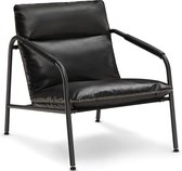 Rootz Ink Black Lounge Chair - Fauteuil - Gewatteerde zitting - Stalen frame - Polyestervezel - PU-synthetisch leer - Lichtgewicht - Stevig - Comfortabel - 90 cm x 74,2 cm x 90 cm