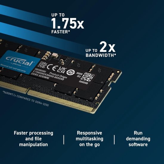 Crucial 24GB DDR5-5600MHz CL46 SODIMM - Snellere laadtijden