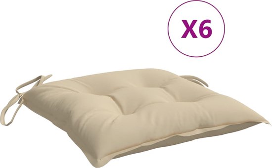 vidaXL - Stoelkussens - 6 - st - 40x40x7 - cm - oxford - stof - beige