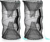 Set van 2 visaasvallen - krabval Minnow Trap - rivierkreeftenval inklapbaar - gegoten net - opvouwbare visnetval - kreeftenval draagbaar - visaccessoires