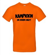 Kampioen de derde helft T-shirt - 100% Katoen - Maat L - Classic Fit - Oranje