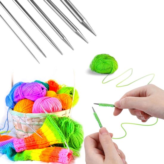 Tissting Verwisselbare breinaalden set 3 mm tot 6 mm met 19 cm/25 cm/30 cm/40 cm kabeldraden - Ergonomisch ontwerp rondbreinaalden voor truien sjaals hoeden dekens handschoenen handgemaakt