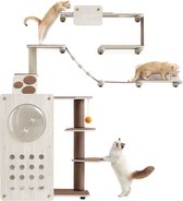 Rootz Cat Furniture Set - Scratching Post - Cat Tower - Cat Climbing Tree - Particle Board - Cotton Linen Fabric - Pine Wood - 200cm x 200cm x 43.8kg