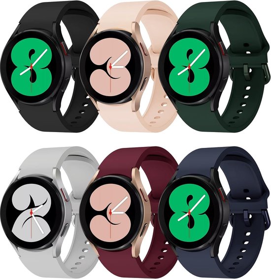 6 Pack Smartwatch bandjes - Geschikt voor Samsung Galaxy Watch 6 (incl. Classic), Watch 5 (incl. Pro), Watch 4, Watch 3 41mm, Active 2 - Horloge 20mm - Siliconen