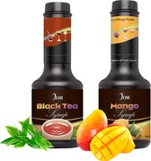 Limonade | Bubble Tea Syrup | Smoothie Basis | Cocktail Syrup | Dessert Syrup | JENI Black Tea Syrup - 600g x 1 + Mango Syrup - 600g x 1
