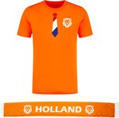 Nederlands Elftal Gentleman voetbalshirt met sjaal - EK 2024 - Oranje shirt - Oranje sjaal - Voetbalshirts volwassenen - Sportshirt - Maat XL
