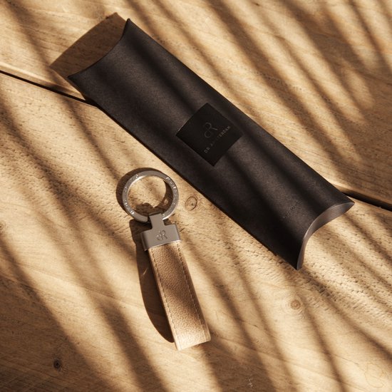 Porte-clés dR Amsterdam | Porte-clés en cuir pour adultes | Porte-clés pour hommes et femmes | Cadeau idéal pour la Vaderdag ou la fête des mères | Porte-clés pour voiture | Porte-clés élégant en cuir Tampa - 93391 Beige