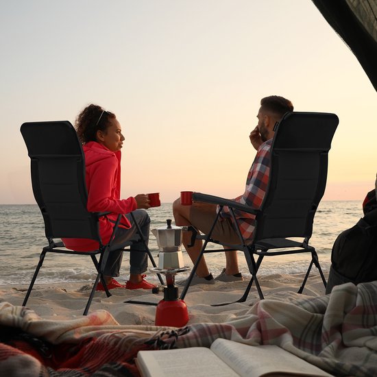 TRVLMORE Campingstoel - 7 standen - Comfortabele Kampeerstoel - 120 kg draagvermogen - Ligstand - Inklapbare stoel - Klapstoel - Zwart van TRVLMORE — afbeelding 5