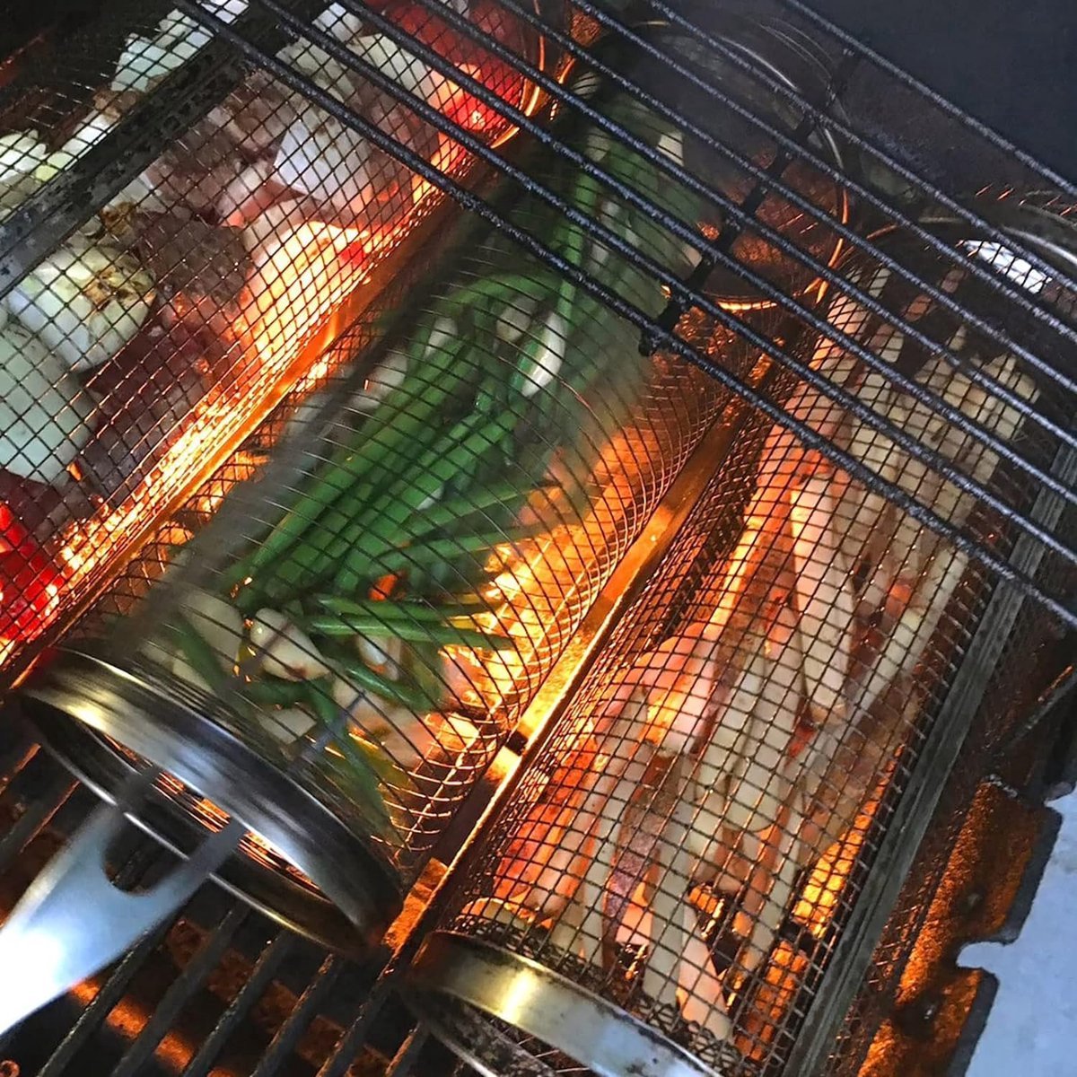 Grote Rollende Grillmand Roestvrijstalen BBQ Grillrooster Mandje Anti-aanbak Vis Groenten Grillrooster BBQ-accessoires voor buiten Picknick Kampvuur Kamperen 1 Stuk (30 cm) van Merkloos / Sans marque — cadeau in Koken & Dineren - foto 5