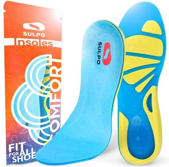 Gel inlegzool voor hardlopen met demping Hielversteviging Blauw maat 43 45 Gel. bol