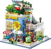 Zhe Gao DZ6120 Classic Bloemen winkel bouwset incl. 4 minifigures | City Achitecture Adventure Modelbouw | Educatief Creator speelgoed bouwpakketten voor kinderen & volwassenen | Niet compatibel met lego friends | Bouwdoos met 2091 bouwstenen