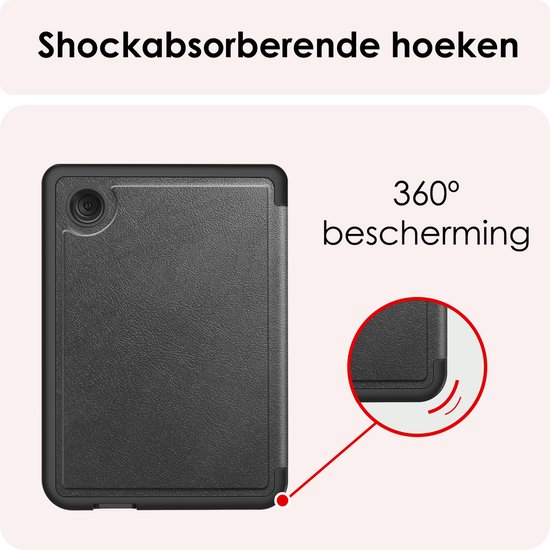 Hoes Geschikt voor Kobo Clara BW Hoesje Bookcase Cover Book Case Hoes Sleepcover Trifold Met Screenprotector - Zwart van Merkado Basics — afbeelding 5