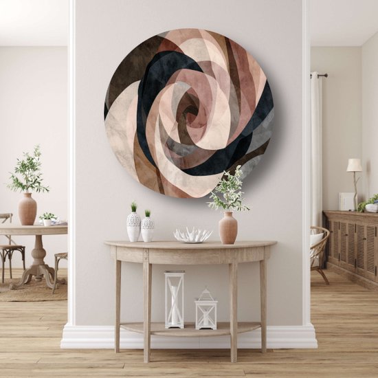 Peinture spirale ronde - Forme cercle mural - Cercles muraux Formes - Peinture Vintage - Cercle mural - Décoration murale chambre cercle mural forex 50x50 cm