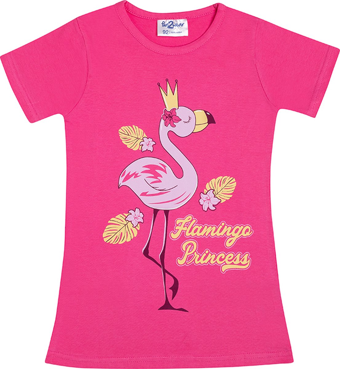 Fun2Wear - Flamingo Groot shirt | Fuchsia - Katoen - Maat 122/128