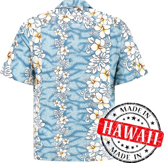 Hawaii Blouse Mannen - Shirt - Hemd - 100% Katoen - Overhemd Heren Korte Mouw - Made in Hawaii "Oceaan Oase" Maat S