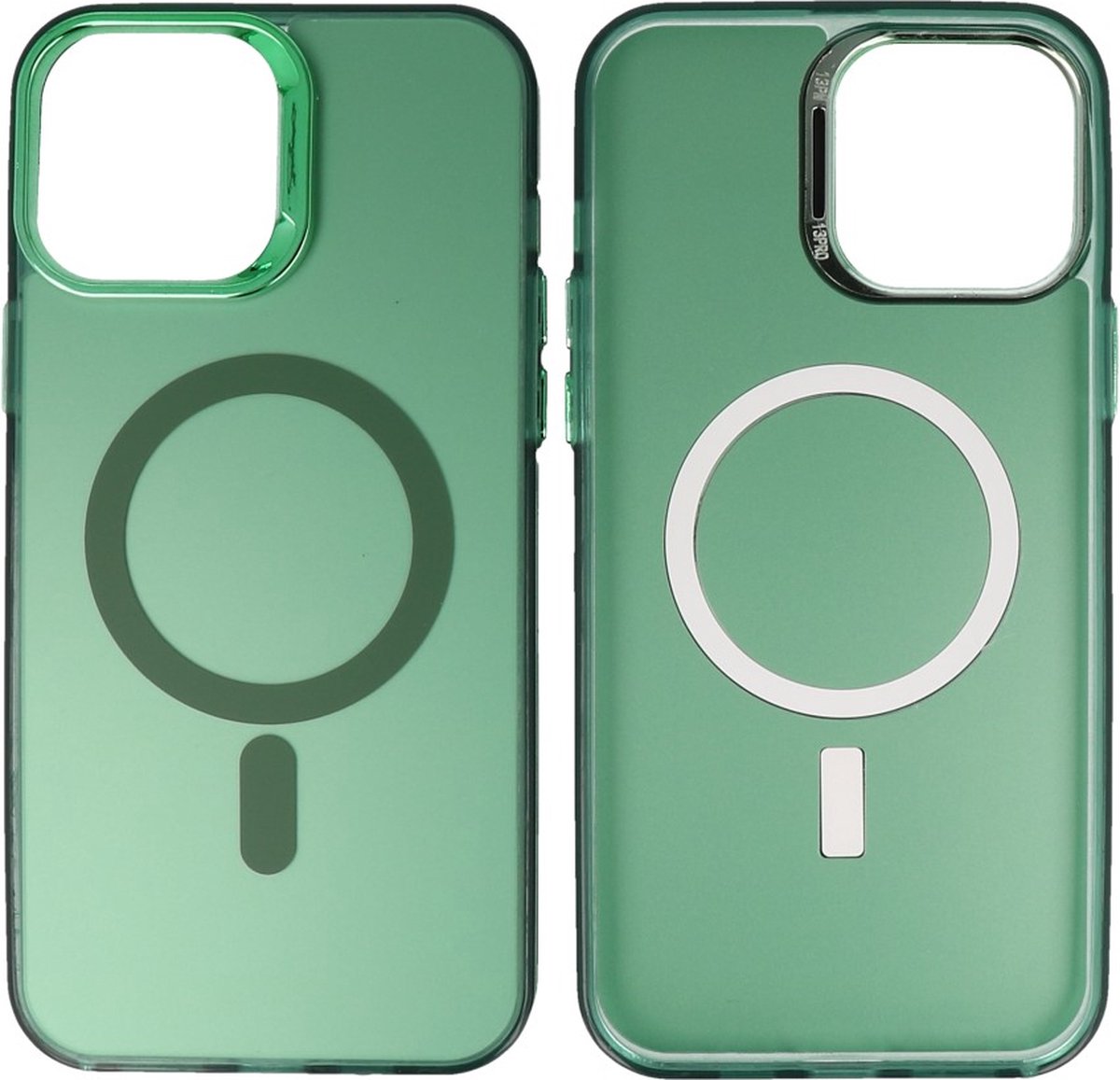 Magsafe Hoesje Geschikt voor iPhone 13 Pro - Magnetisch Smartphone Hoesje - Donker Groen