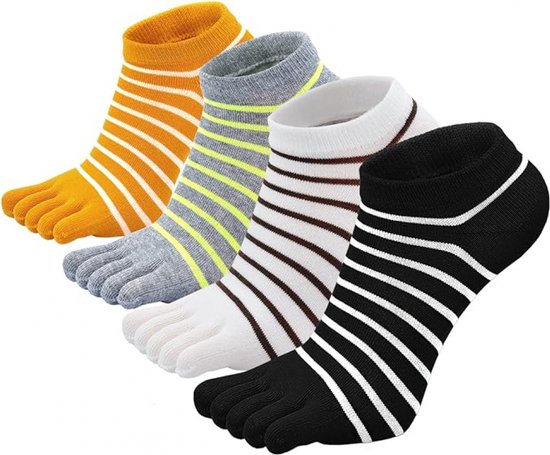 Chaussettes à orteils - Chaussettes à orteils - Femmes - chaussettes à orteils - chaussettes à orteils - dames - 4 paires - Chaussettes de Yoga - Set de Chaussettes Tabi - Taille unique - Chaussettes de Yoga