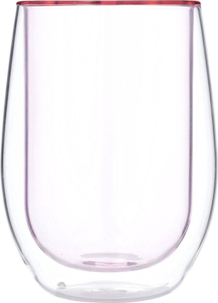 Blokker Dubbelwandig Theeglas 35cl - Koffieglas Roze