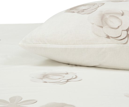 DoubleDry Dekbedovertrek My Design 100% katoen - Eenpersoons 140x200 cm + 1 Kussensloop - bloem naturel van Merkloos — afbeelding 3
