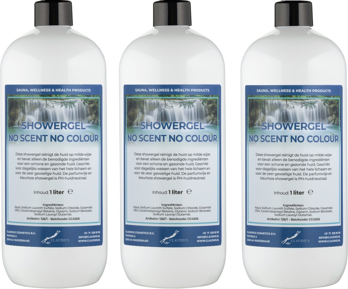 Goedkoopste Douchegel No Scent No Colour 1 Liter - set van 3 stuks - Showergel