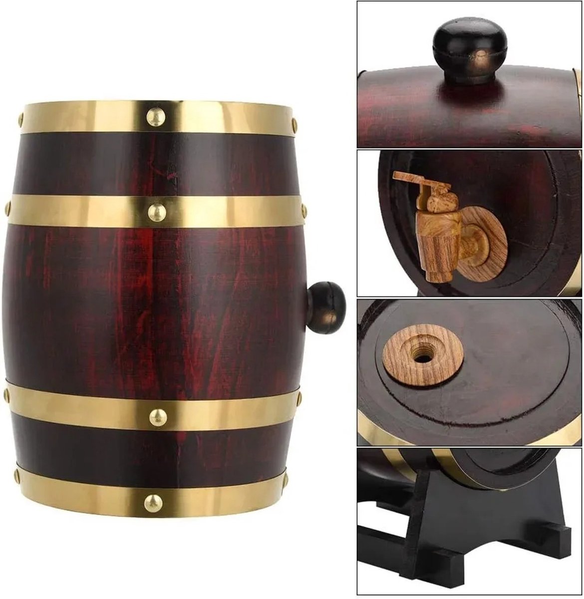 3L Houten Vat Vintage Eiken Bier Brouwen Gereedschap Tap Dispenser Whisky Wijnbar Gereedschap Thuis Whisky Vat Karaf (Hout