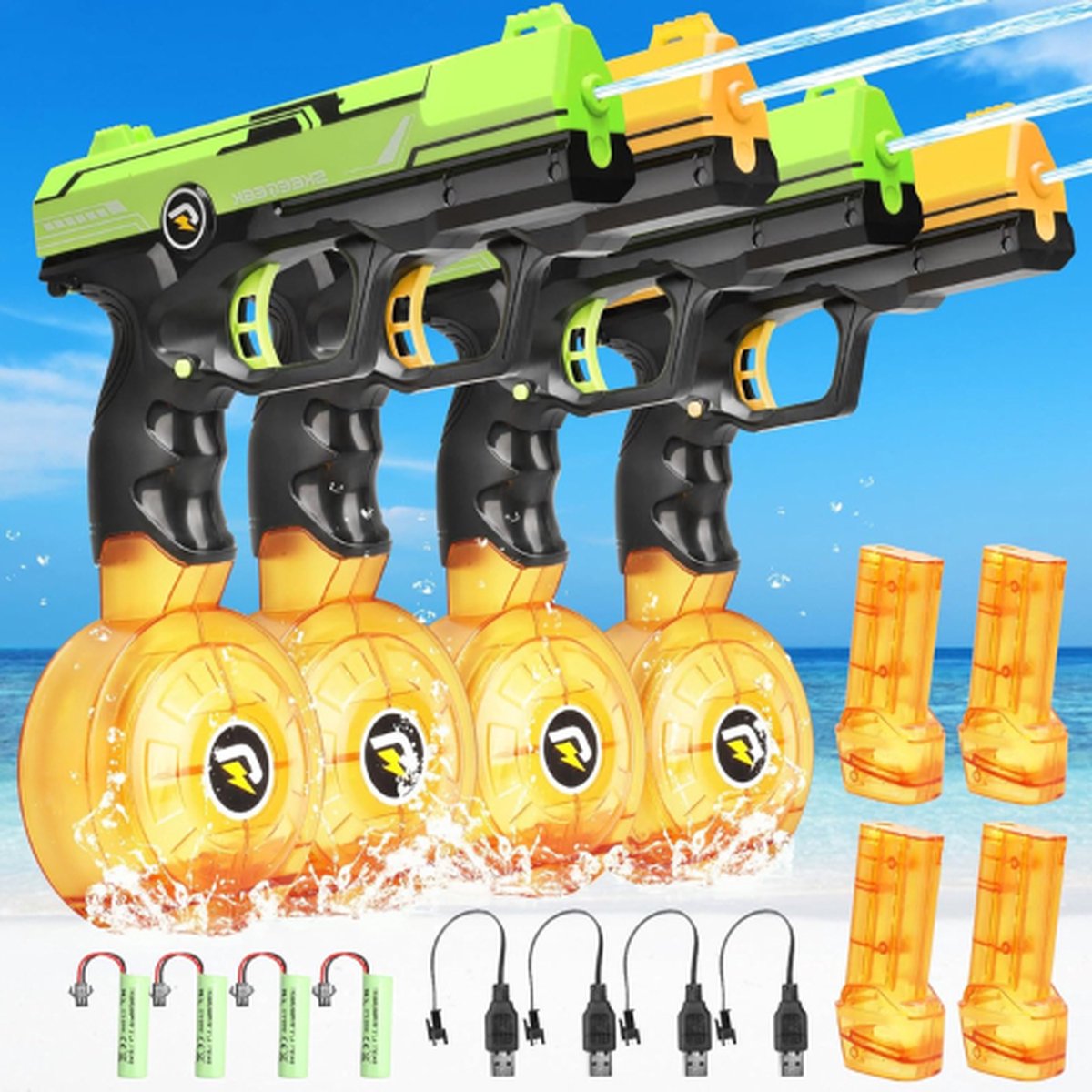 TADES® HighTec Series - Elektrische Waterpistool - Set Van 4 - Super Soaker - Waterpistool - Waterpistool Elektrisch - Automatisch Waterpistool - Water Pistool - Waterpistool Elektrisch - Watergeweer - Supersoaker