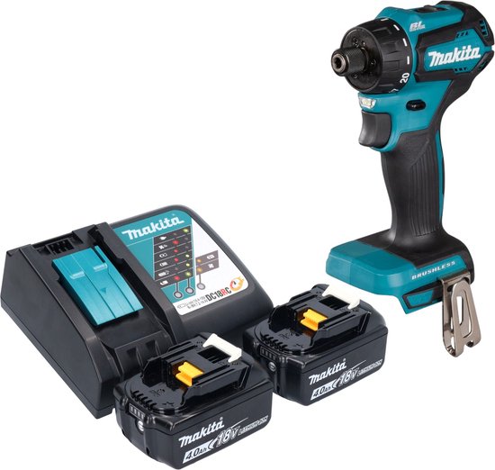 Makita DDF 083 RM accuboormachine 18 V 40 Nm 1/4'' borstelloos + 2x accu 4.0 Ah + lader