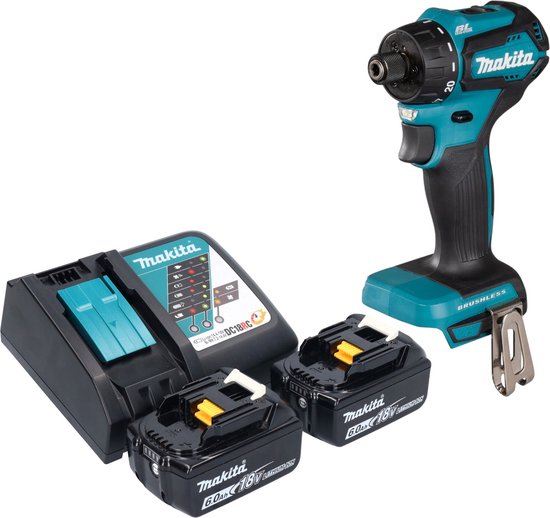 Makita DDF 083 RG accuboormachine 18 V 40 Nm 1/4'' borstelloos + 2x accu 6.0 Ah + lader